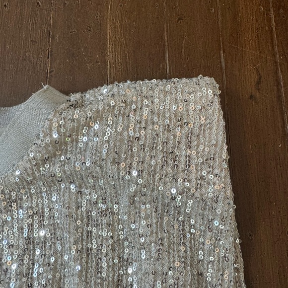 Endless Rose Anthropologie Gold Sequin Shoulder Pad Top Size Small - Picture 6 of 7